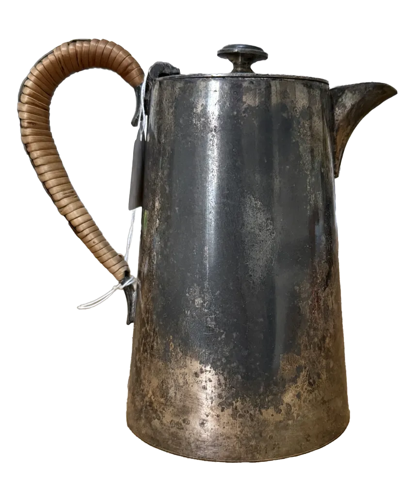Britannia metal jug with whipped handle, from the collection of Tomas Brown