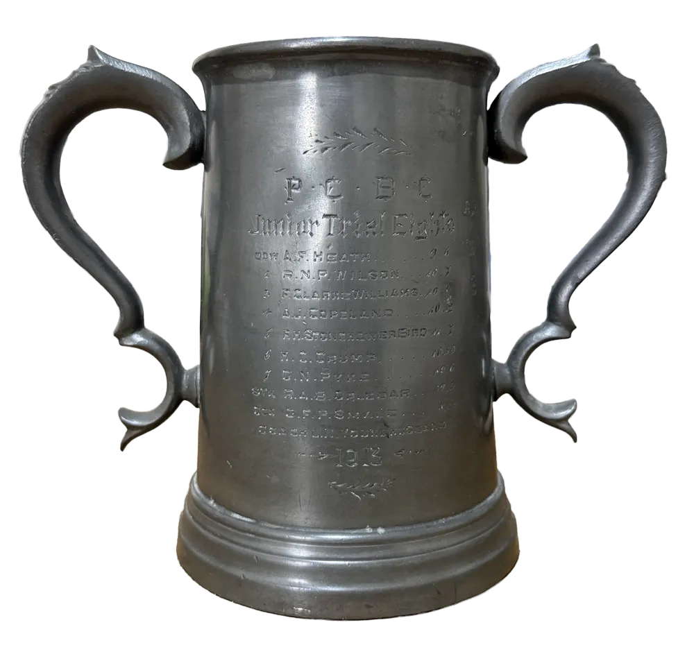 Pewter tankard, Trial Eights 1915 Pembroke College Cambridge, from the collection of Tomas Brown