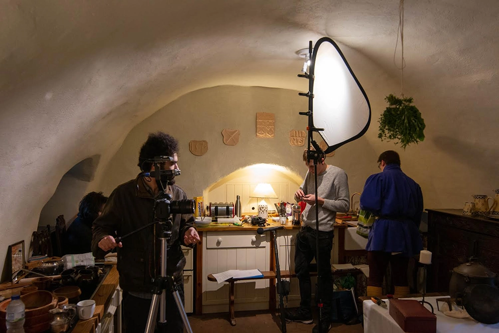Between medieval recipes on the set of FEAST, 2019