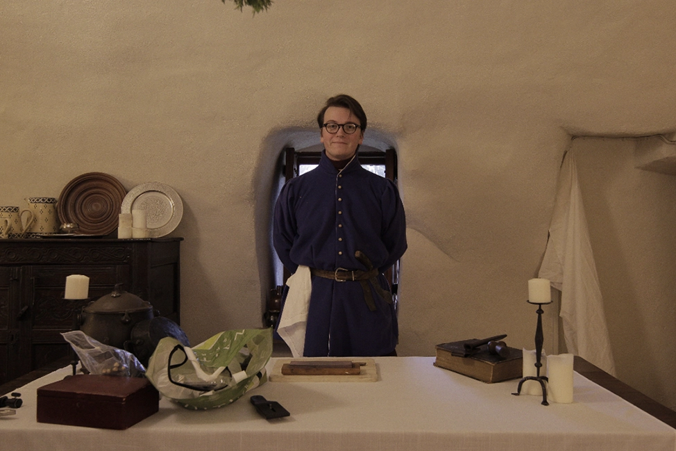 Setting up on the set of FEAST, Galloway castle, 2019