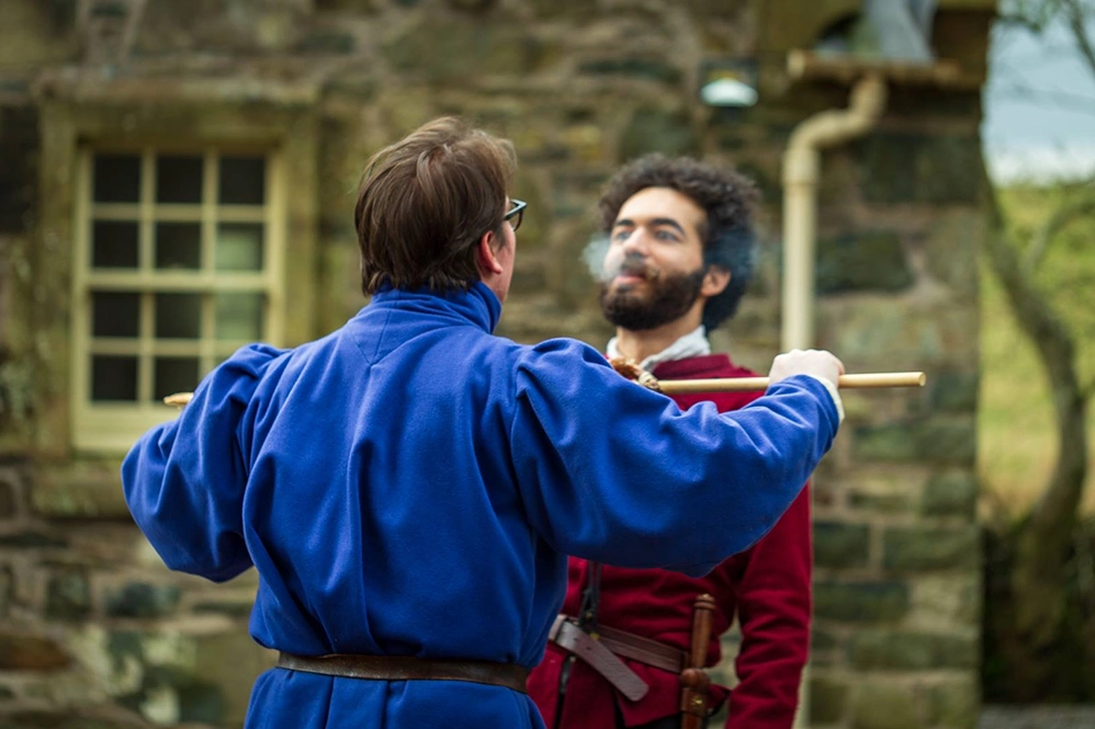 Tomas Brown and director Preston Lotfi on the set of FEAST, 2019