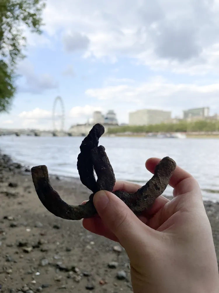 Shoe blakies found mudlarking on the Thames foreshore by Tomas Brown