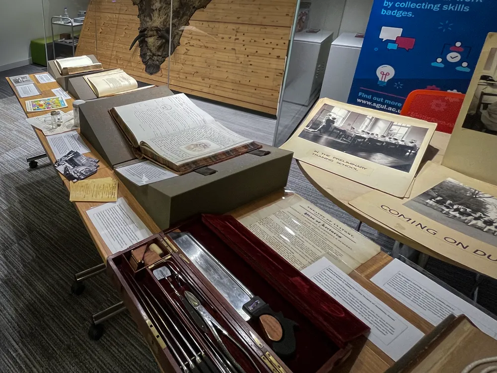 Tour of the archives at St George's Medical School during an Open Spaces Programme session