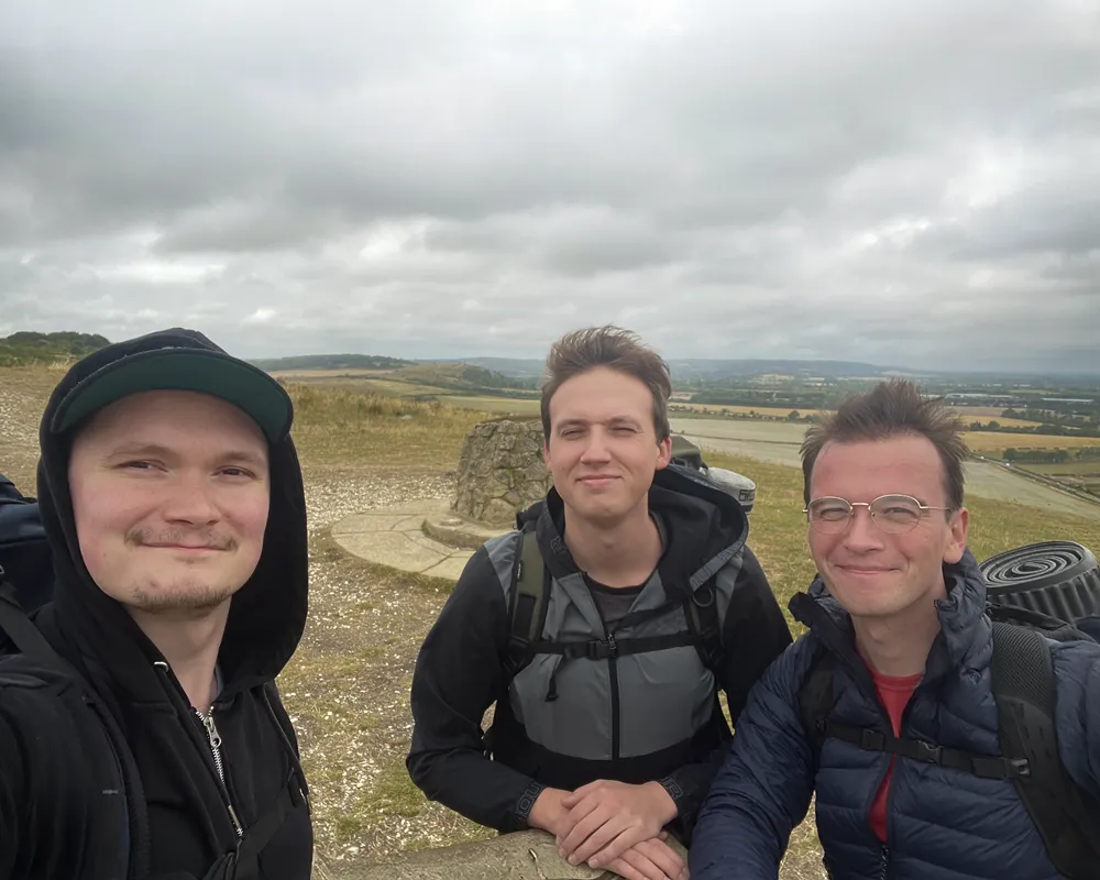 Tomas Brown and friends at Ivinghoe Beacon, the start of the Ridgeway
